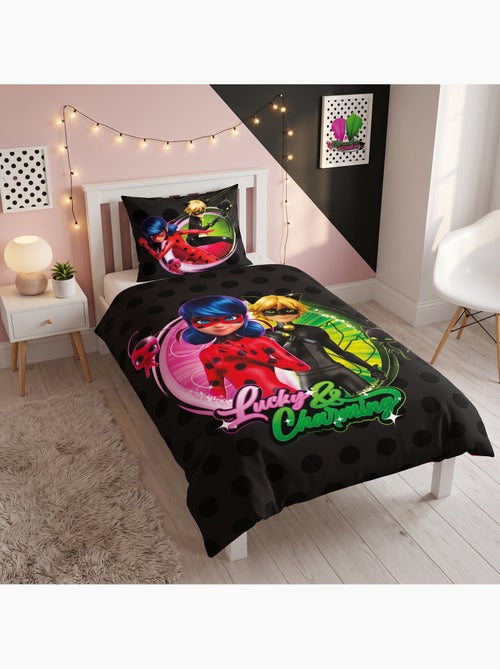 Polykatoen dekbedovertrek miraculous ladybug officiele licentie 140x200cm + kussensloop 65x65cm - Kiabi