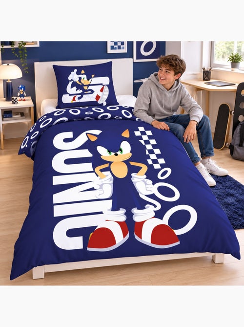 Polykatoen dekbedovertrek sonic the hedgehog officiele sega licentie 140x200cm + kussensloop 65x65cm - Kiabi Polykatoen dekbedovertrek sonic the hedgehog officiele sega licentie 140x200cm + kussensloop 65x65cm - Kiabi