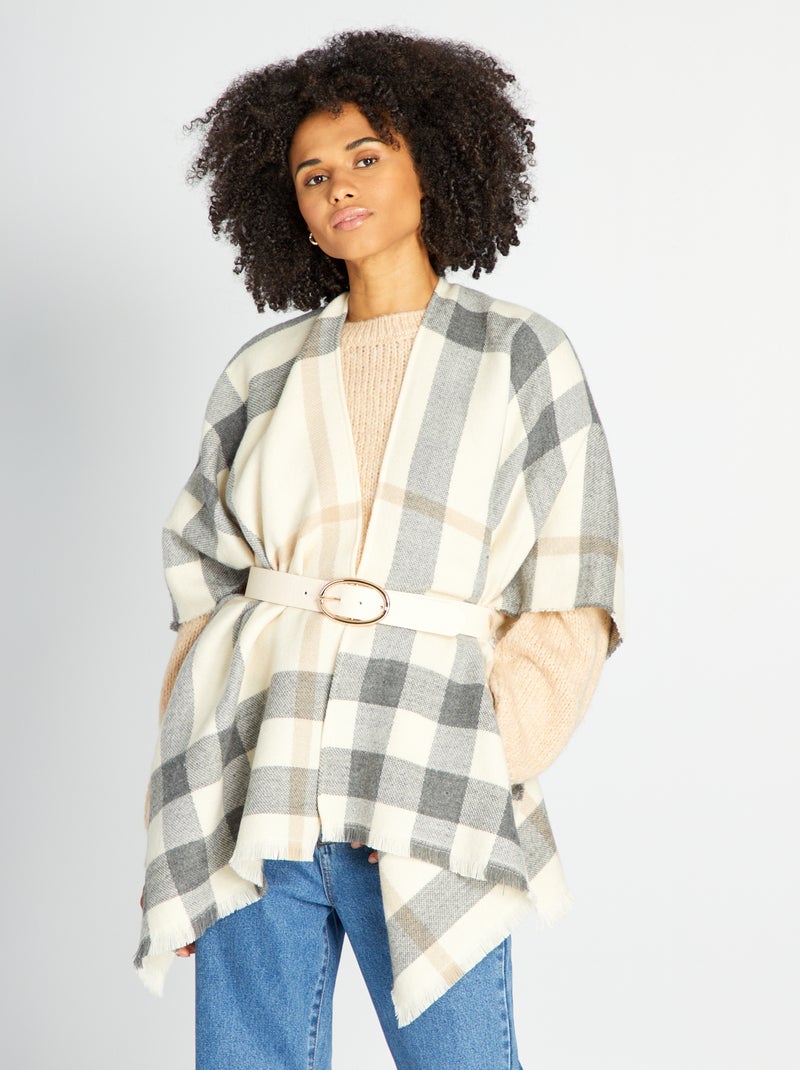 Poncho avec imprimé fantaisie Gris - Kiabi