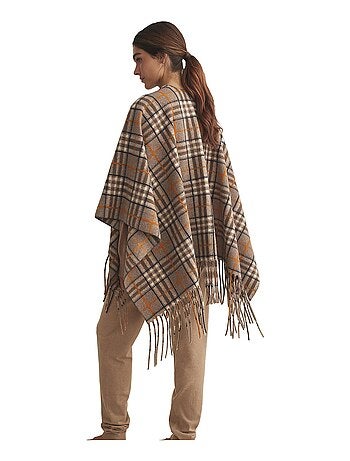 Poncho camel cuadros complementos