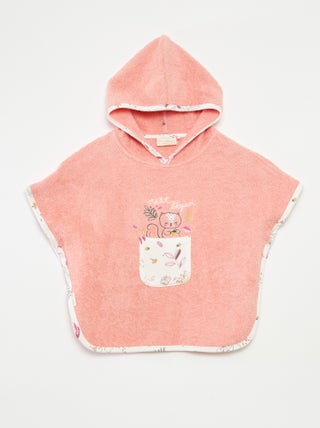 Poncho de bain avec broderies et poches kangourou