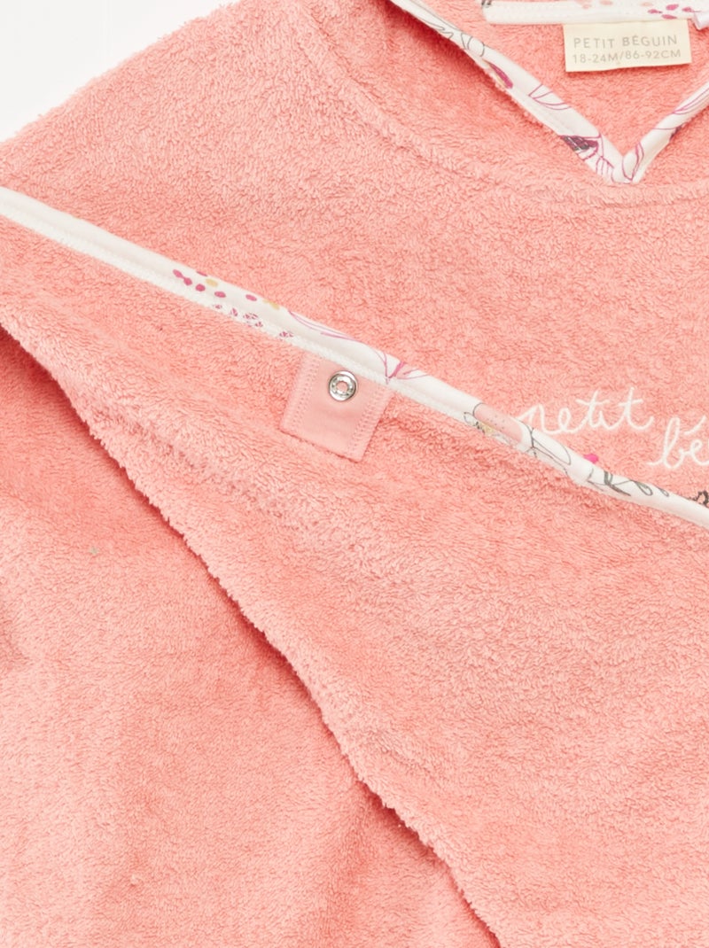 Poncho de bain avec broderies et poches kangourou Beige - Kiabi