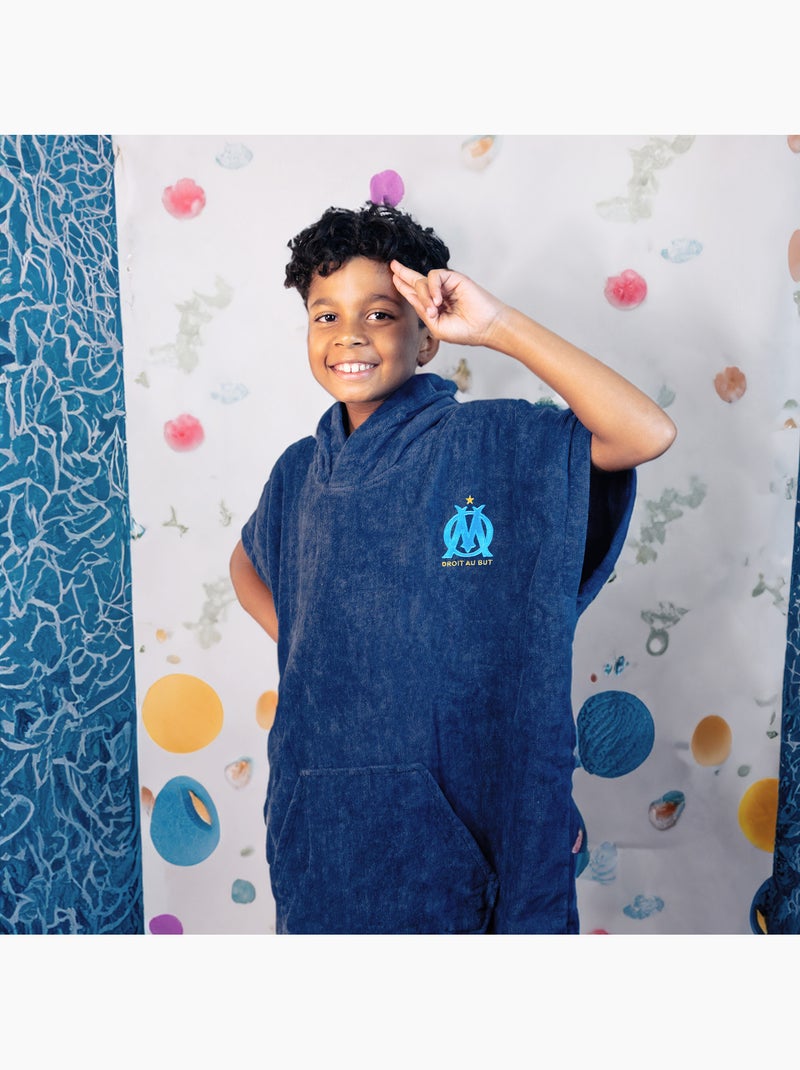Poncho de bain enfant 100% coton, om logo Bleu marine - Kiabi