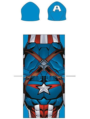 Poncho de Plage Captain America Marvel 55x110cm – Capuche Logo A – 100% Polyester – Licence Officiel