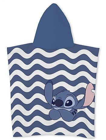 Poncho de Plage Disney Stitch 55x110cm – Surf Vagues Bleu – Capuche – 100% Polyester