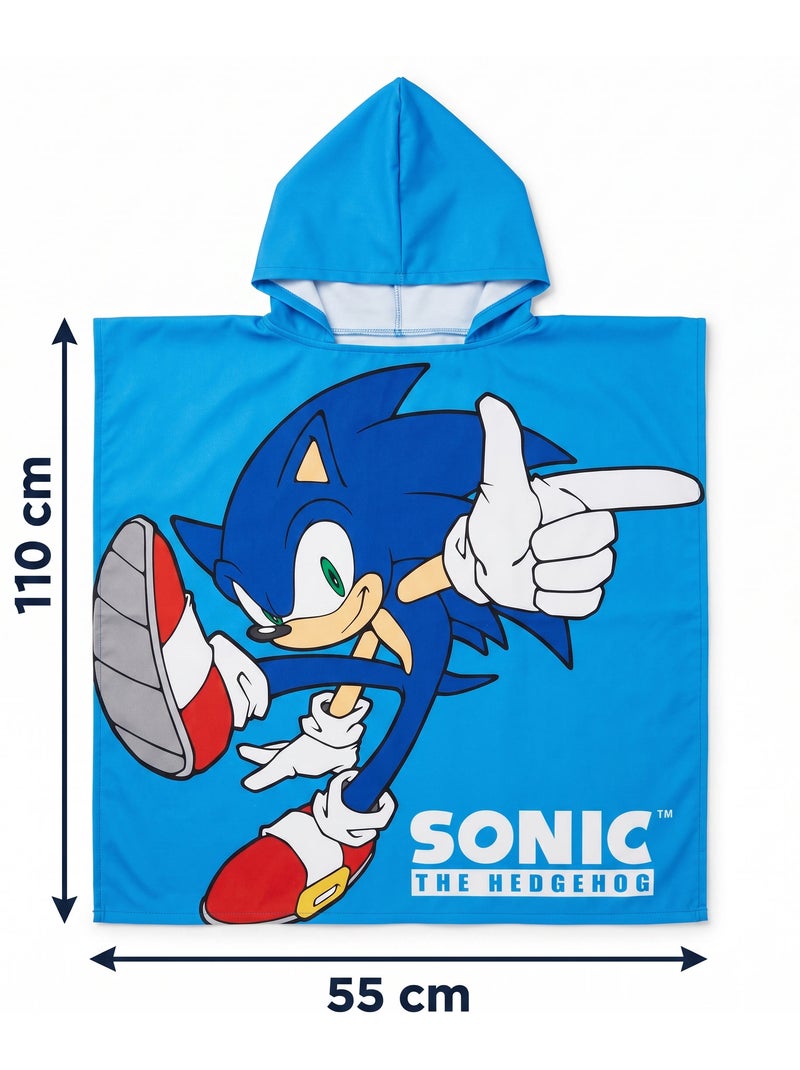 Poncho de Plage Sonic the Hedgehog 55x110cm – Capuche Pointe – 100% Polyester – Licence Officielle S Noir Bleu - Kiabi