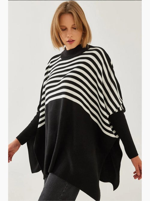 Poncho en tricot rayé lucci - Kiabi