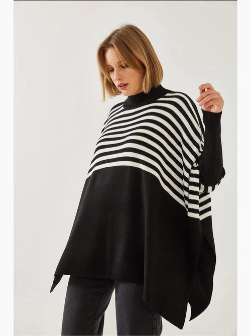 Poncho en tricot rayé lucci - Kiabi