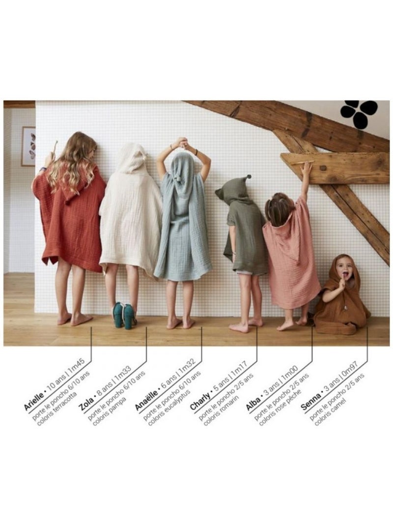 Poncho enfant avec capuche - quadruple  gaze de coton 220 g/m² – gaïa Beige Pampa - Kiabi