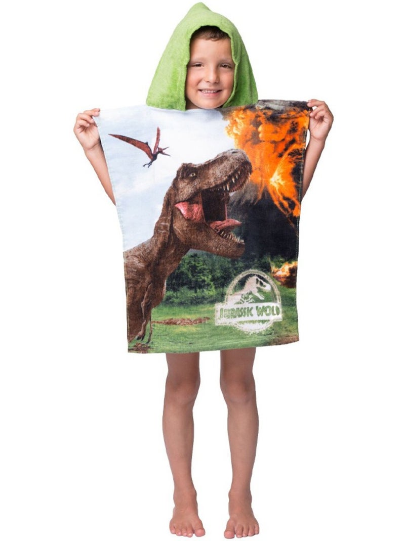 Poncho handdoek badstof met capuchon katoen Jurassic World dinosaures 50 x 115 Groen - Kiabi