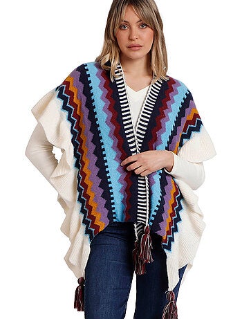 Poncho ouvert volantes