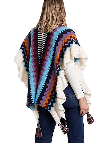 Poncho ouvert volantes