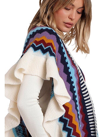 Poncho ouvert volantes