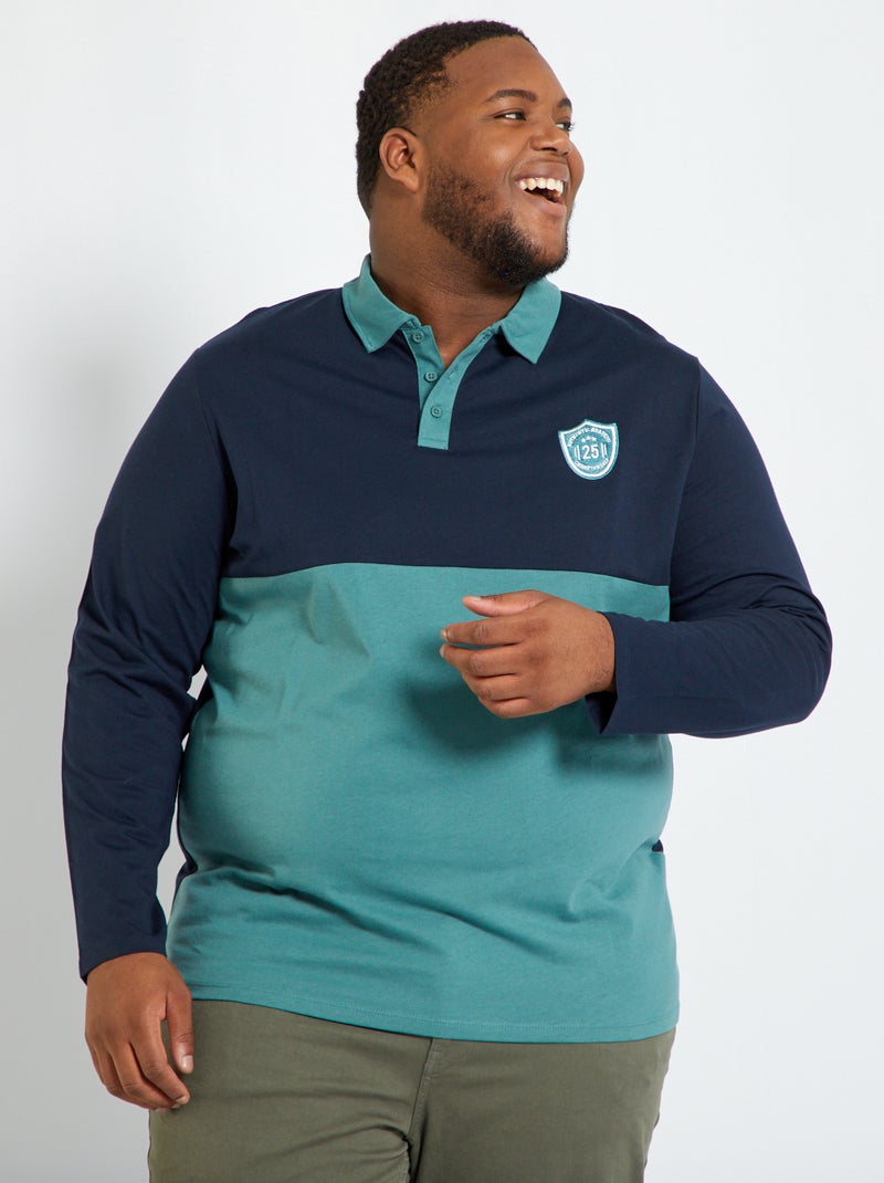 Poncho van jersey met colorblock-patroon kopergroen - Kiabi