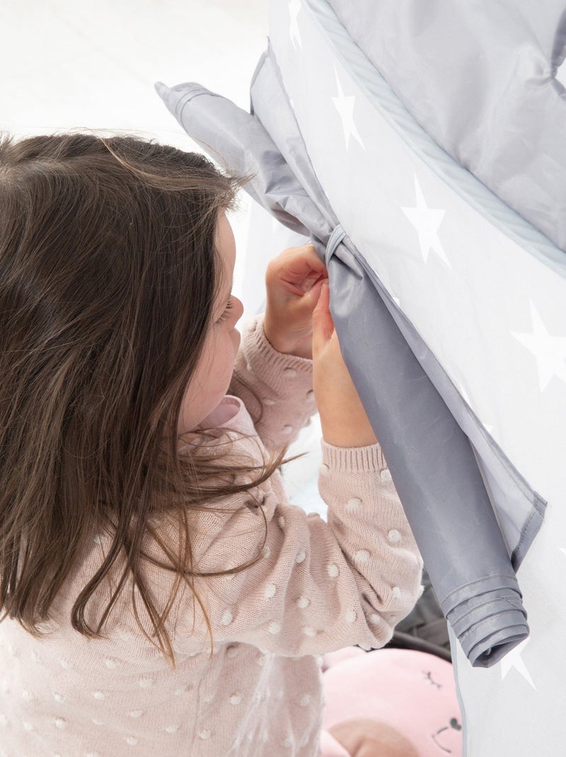 Pop-up tent ridderkasteel met sterrenprint + tas 'Little Stars' - ROBA Grijs Wit - Kiabi
