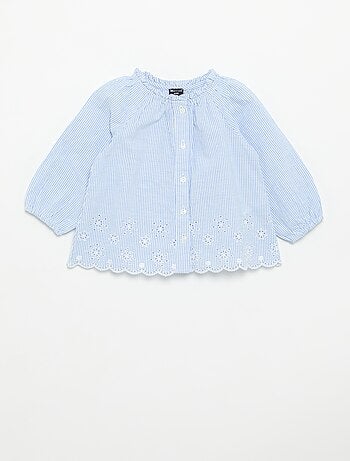 Popeline blouse met borduursels