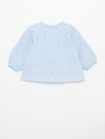 Popeline blouse met borduursels