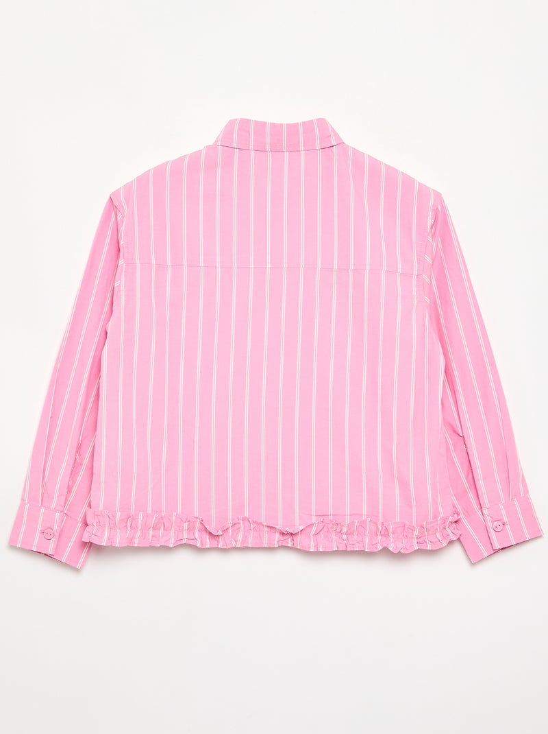 Popeline blouse met onderkant met ruches Rose - Kiabi