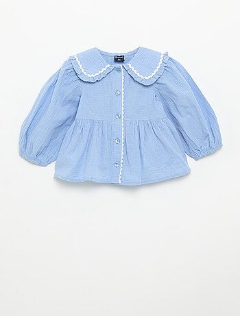 Popeline blouse met Peter Pan-kraag