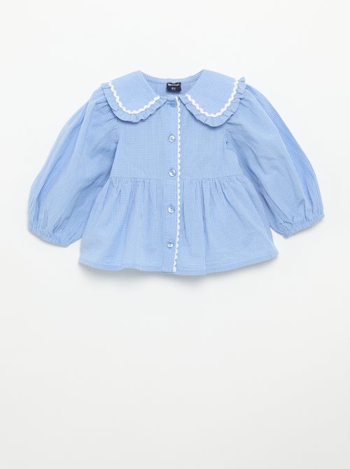 Popeline blouse met Peter Pan-kraag - Kiabi