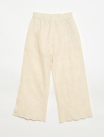 Popeline broek met borduursels