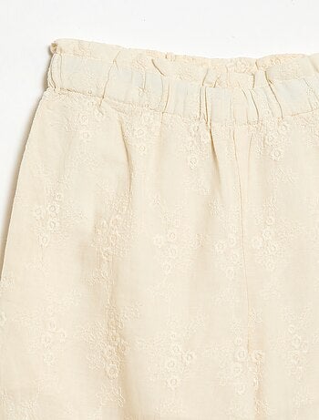Popeline broek met borduursels