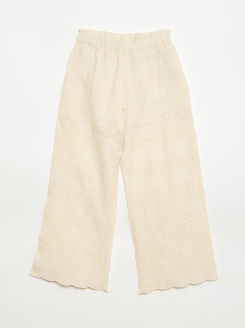 Popeline broek met borduursels - Kiabi
