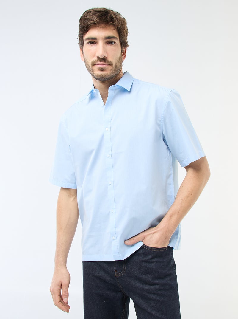Popeline overhemd Blauw - Kiabi