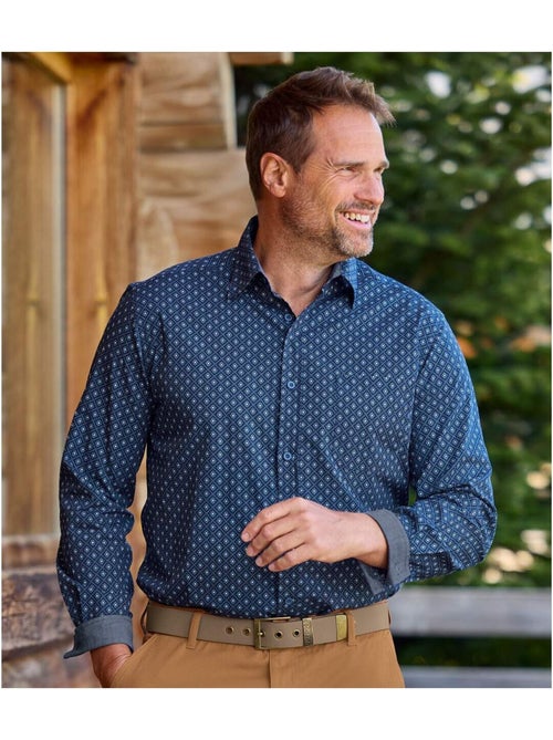 Popeline overhemd met micromotieven - ATLAS FOR MEN - Kiabi Popeline overhemd met micromotieven - ATLAS FOR MEN - Kiabi