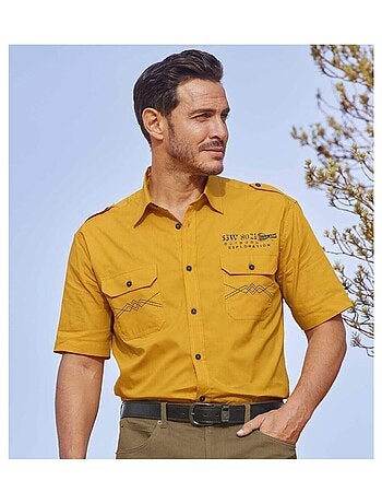 Overhemd van gevlamd Popeline Desert - ATLAS FOR MEN