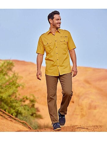 Overhemd van gevlamd Popeline Desert - ATLAS FOR MEN