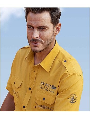 Overhemd van gevlamd Popeline Desert - ATLAS FOR MEN