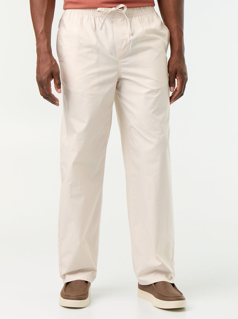 Popelinebroek met elastische taille Grijs - Kiabi