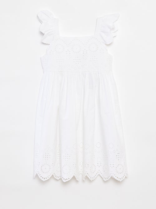 Poplin jurk met broderie anglaise - Kiabi