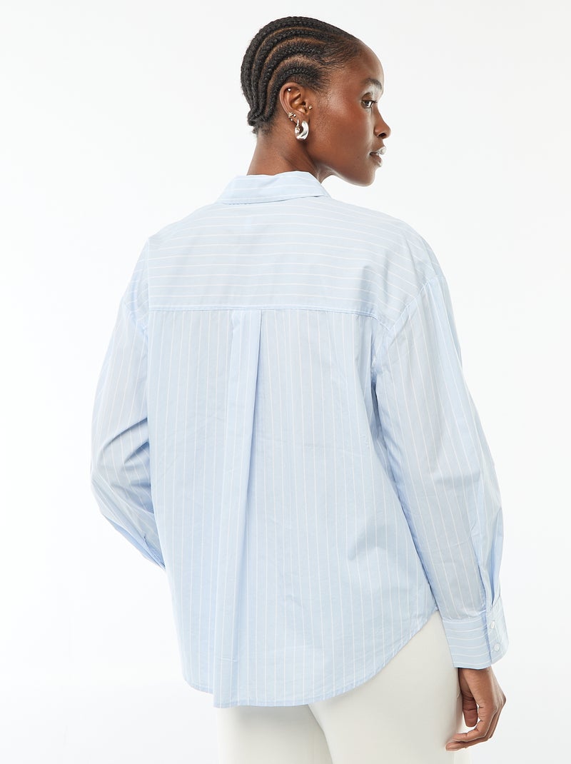 Poplin overhemd met lange mouwen Blauw - Kiabi