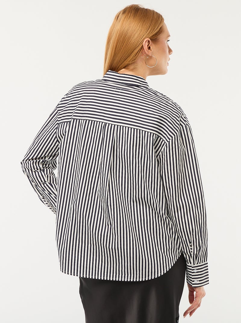 Poplin overhemd met lange mouwen Blauw - Kiabi