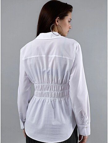 Poplin overhemd met lange mouwen en knoopsluiting met rimpeldetail busem