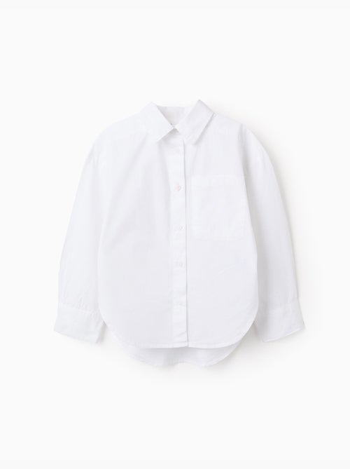 Poplin overhemd met lange mouwen en verlaagde schouders - Kiabi