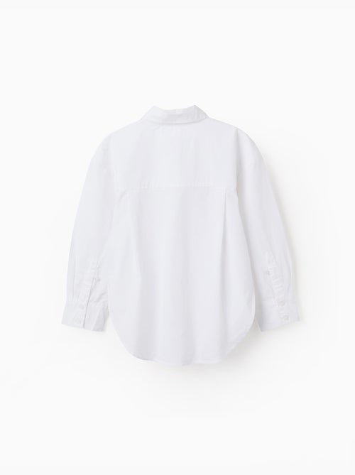Poplin overhemd met lange mouwen en verlaagde schouders - Kiabi