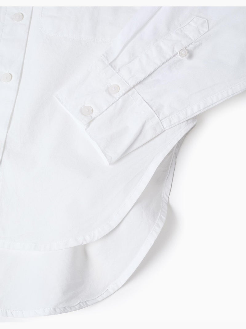 Poplin overhemd met lange mouwen en verlaagde schouders Wit - Kiabi