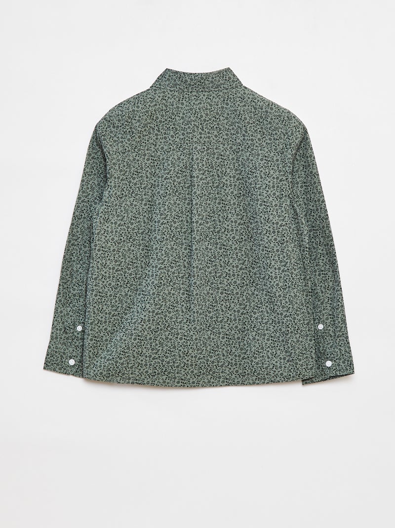 Poplin overhemd met lange mouwen Kaki - Kiabi