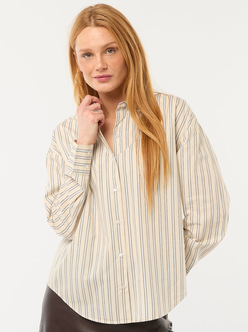 Poplin overhemd met lange mouwen Wit - Kiabi