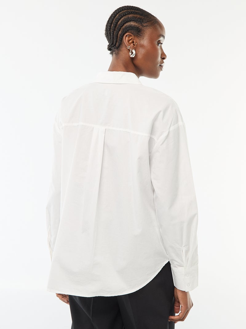 Poplin overhemd met lange mouwen wit - Kiabi