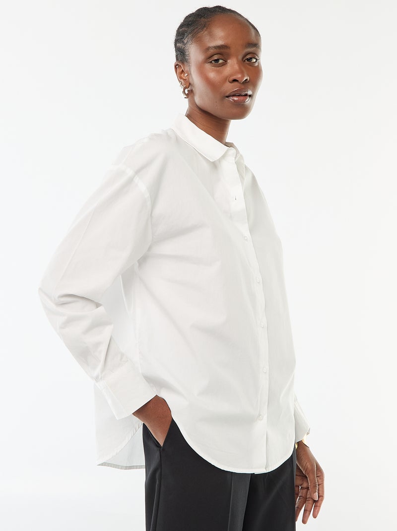 Poplin overhemd met lange mouwen wit - Kiabi