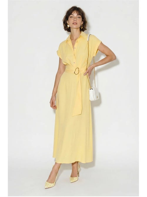Poplin overhemdjurk met ceintuur lucci - Kiabi Poplin overhemdjurk met ceintuur lucci - Kiabi