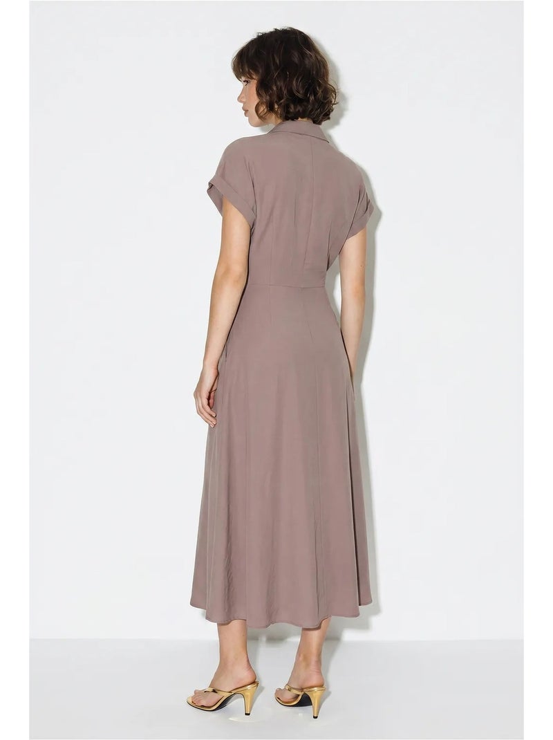 Poplin overhemdjurk met ceintuur lucci Mauve - Kiabi