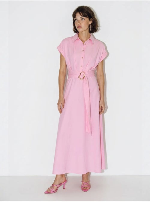 Poplin overhemdjurk met ceintuur lucci - Kiabi Poplin overhemdjurk met ceintuur lucci - Kiabi