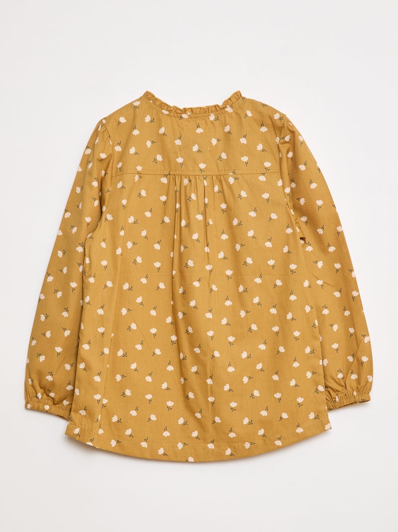 Poplin schort met lange mouwen Geel - Kiabi