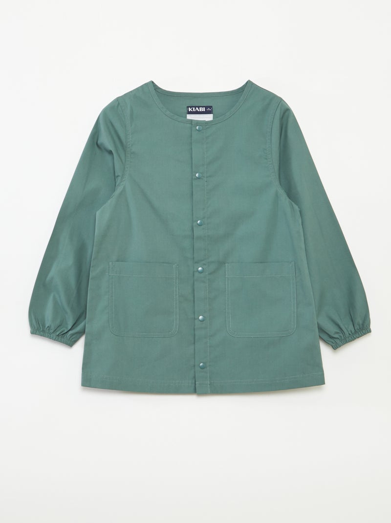 Poplin schort met lange mouwen Groen - Kiabi