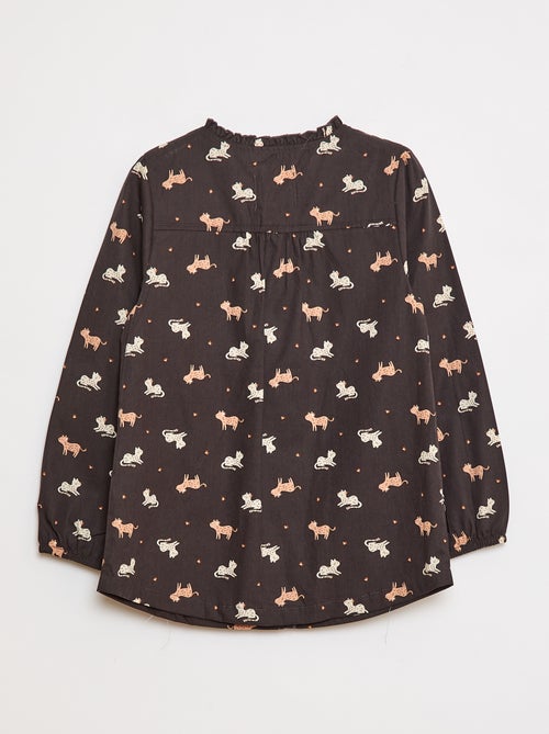 Poplin schort met lange mouwen - Kiabi